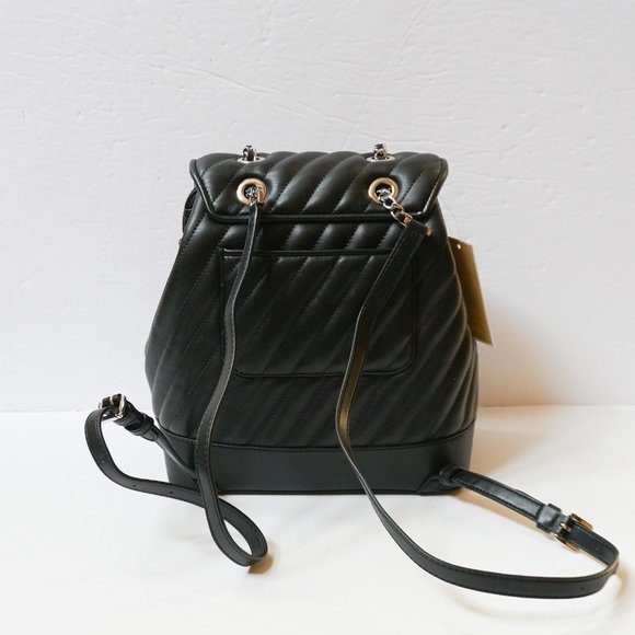Michael Kors Rose Medium Backpack Vegan Soft Leather Quilted Stripe Black main image 13